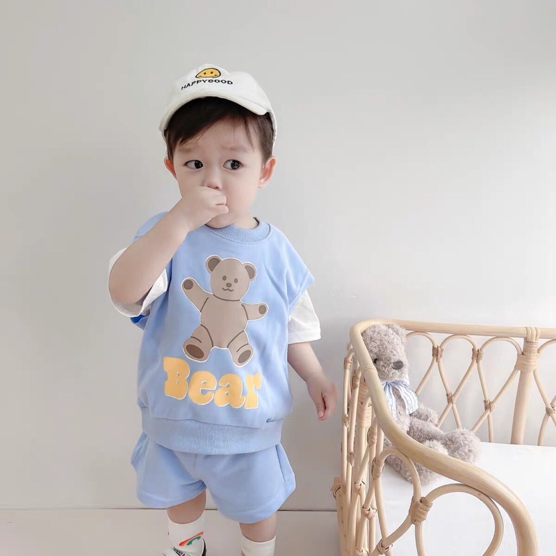 bộ gấu bear tay trắng bé trai