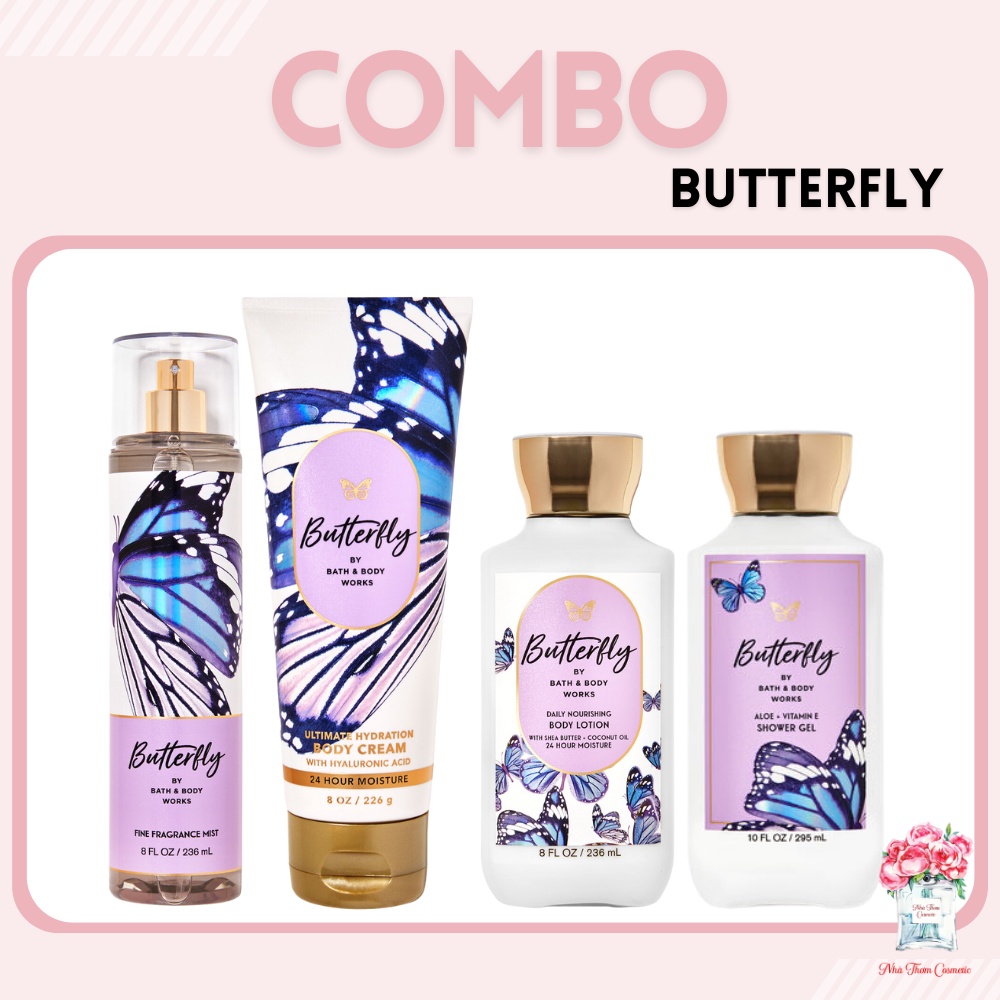 Xịt Thơm Toàn Thân Bath & Body Works Butterfly Hương Hoa Diên Vĩ Ngọt Ngào Nữ Tính Cấp Ẩm Cho Da 236ml