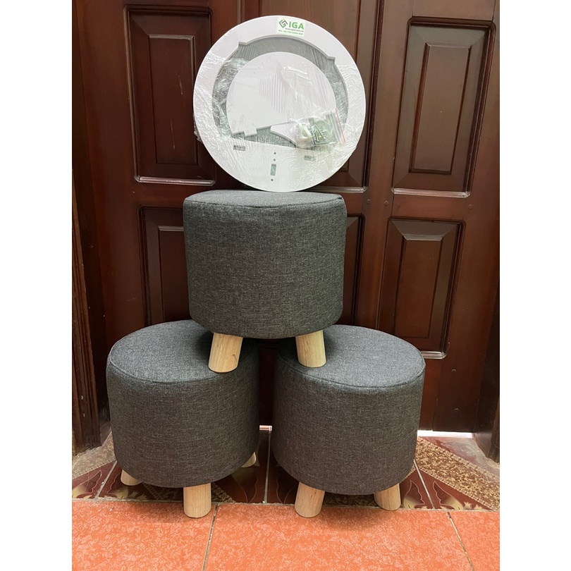 Ghế sofa, ghế đôn đa năng decor chân gỗ phù hợp nhiều loại bàn trà phòng khách GP28- màu Xám