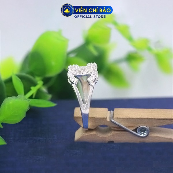 Nhẫn bạc nữ chữ CC đính đá chất liệu bạc 925 thời trang phụ kiện trang sức nữ thương hiệu Viễn Chí Bảo N400383