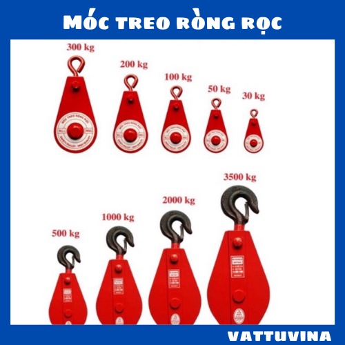 Móc treo ròng rọc - puly treo cáp tải 500 KG, 1 TẤN, 2 TẤN, 3,5 TẤN - Kim Khí Vattuvina CÁP THÉP THỦ ĐỨC
