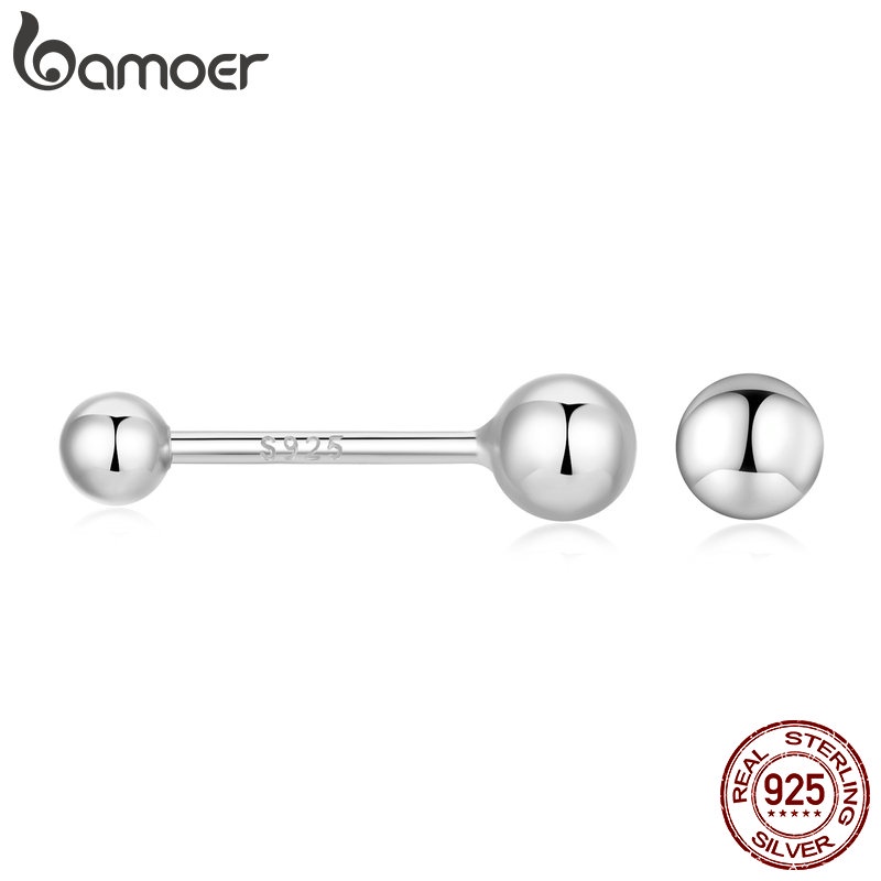 Đôi bông tai BAMOER bạc 925 thời trang đơn giản dành cho nữ