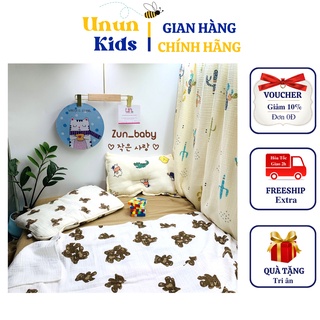 [Combo] Bộ Chăn Gối Cho Bé Đi Học, Chăn Xô Muslin, Gối Xô, Đồ Sơ Sinh Cho Bé - UNUN KIDS
