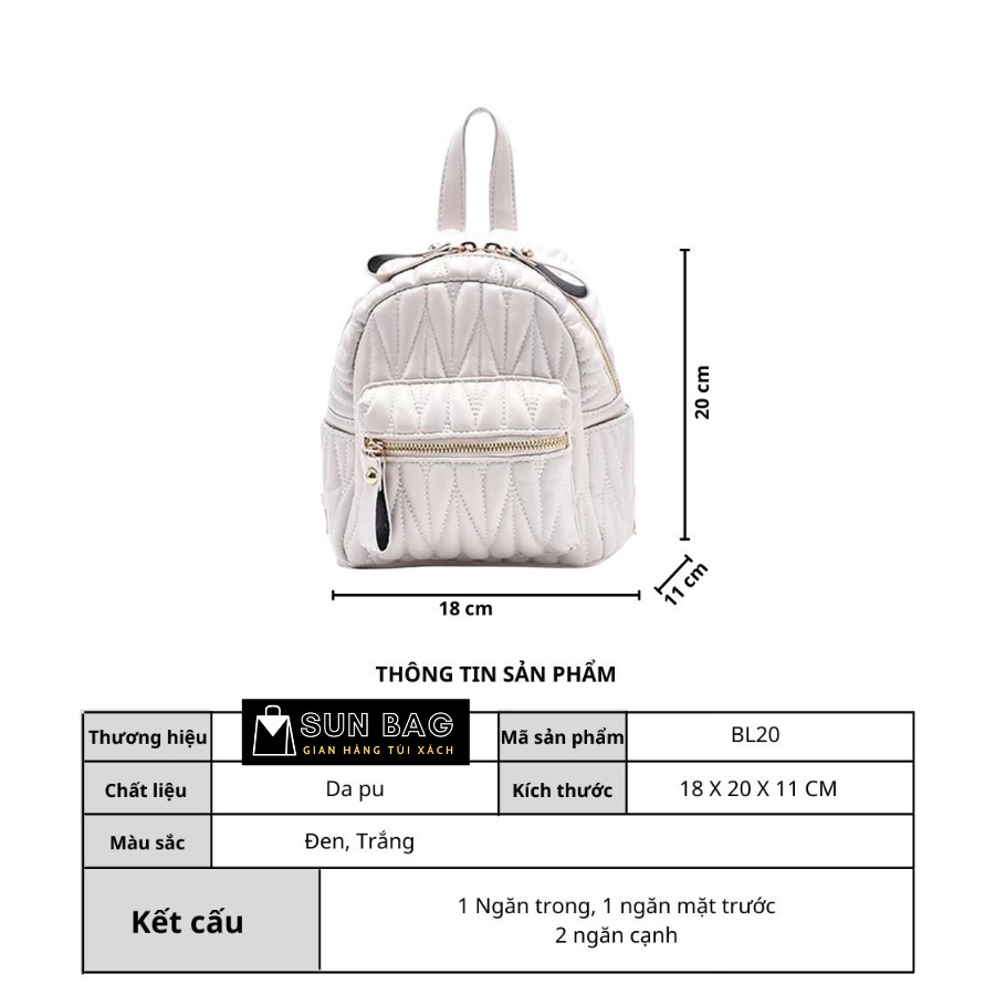 Balo Túi xách nữ đeo chéo, túi đi chơi, đi học, da cao cấp size 20cm SB188