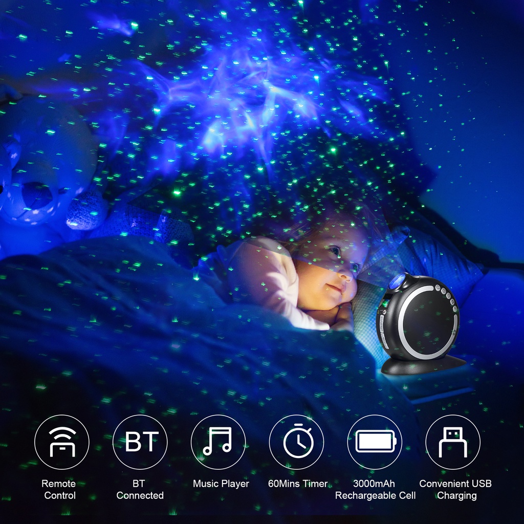 Đèn Nền Bầu Trời Sao Kết Nối Loa Bluetooth 7 Màu Dùng Cho Phòng Karaoke Phòng Bay Phòng Ngủ  Nháy Theo Nhạc, Tích Hợp Pi