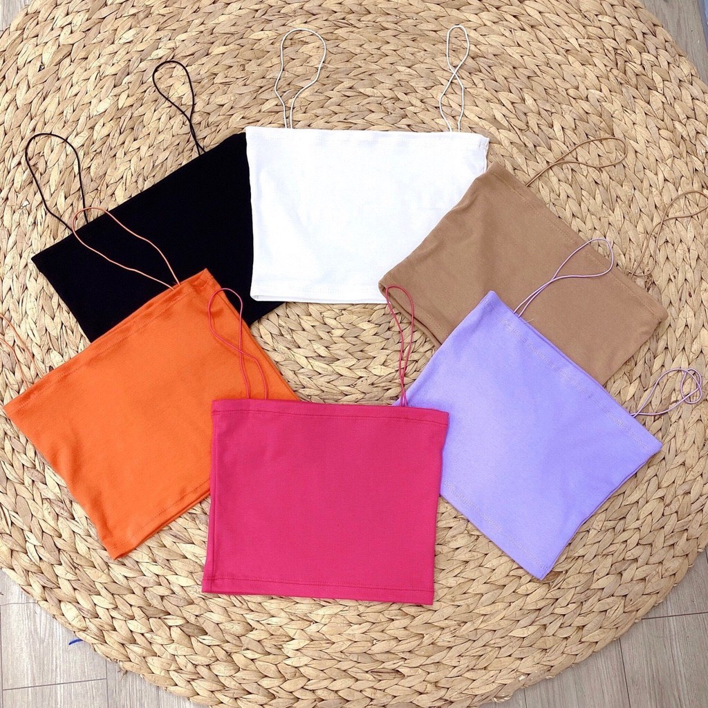 Áo Croptop Dây Bún Xinh Thun Bozip Nhiều Màu Hot
