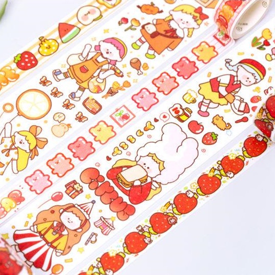 Hộp 5 Cuộn Băng Keo Giấy Trang Trí Sổ Lưu Niệm Đẹp Mắt