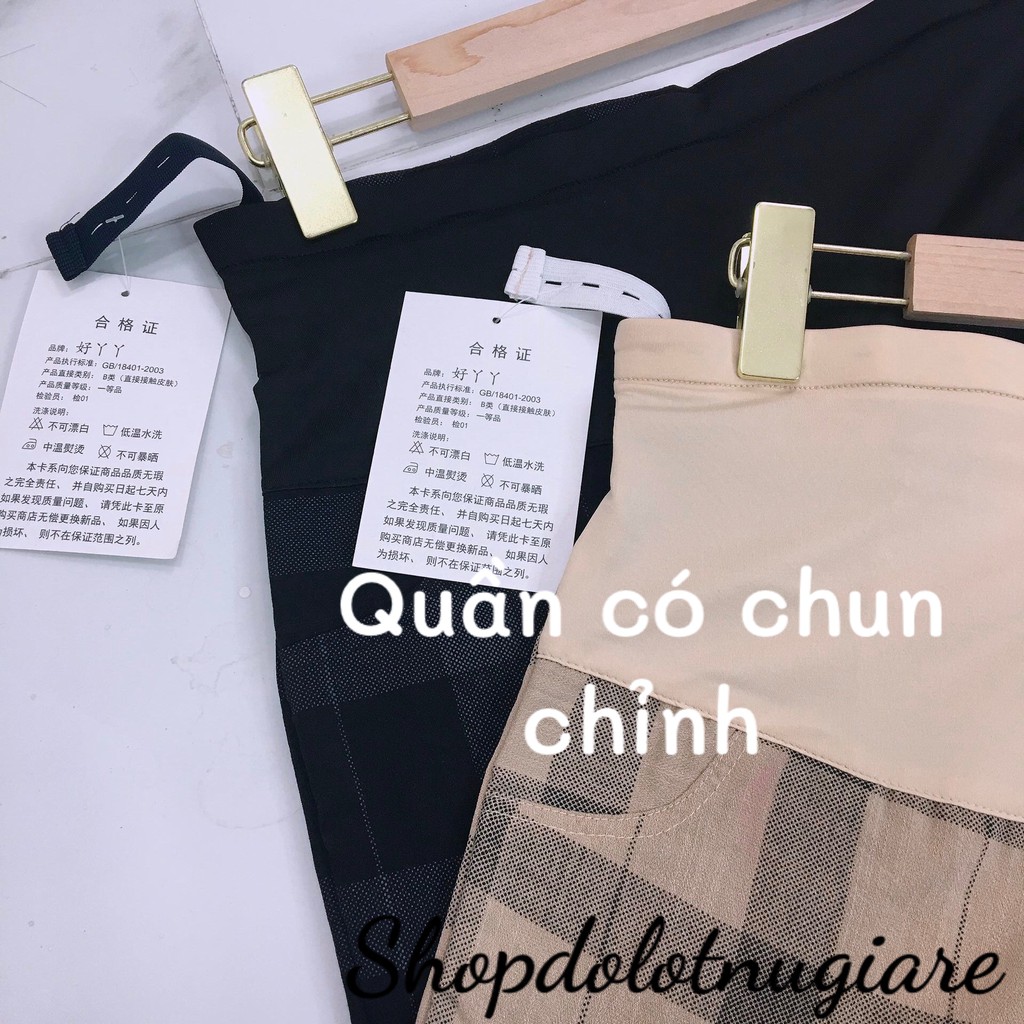 Quần đùi sooc đũi bầu kẻ có chun chỉnh, có đỡ bụng rộng dãi đủ size cho bà bầu từ 45 - 68kg