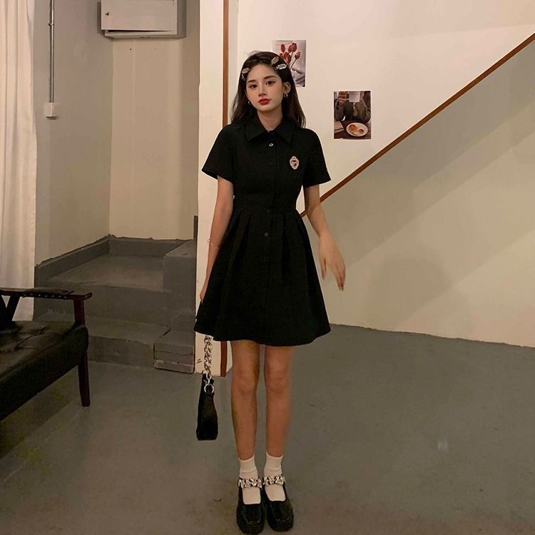 COZOK Đầm Chữ A Hở Lưng Màu Đen Dành Cho Nữ