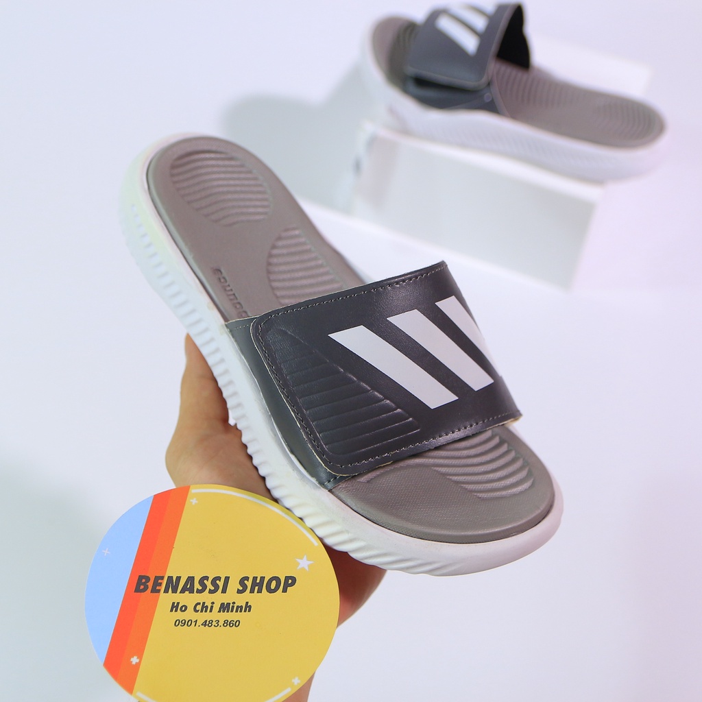Dép alphabounce-nam quai ngang mẫu trắng đen basic