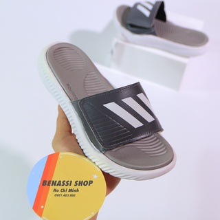 dép alphabounce-nam quai ngang mẫu trắng đen basic
