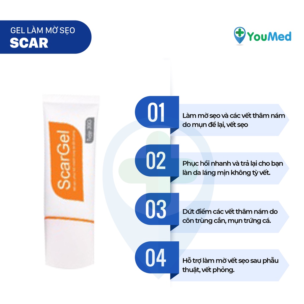 Scar gel làm mờ sẹo, phẳng vết sẹo (Tuýp 28g)
