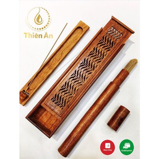 COMBO THƯỞNG TRẦM - BỘ KIT HỘP GỖ VÀ NHANG KHÔNG TĂM DÒNG LAM NGỌC (CÓ BẢN LẺ ỐNG NHANG THANH)