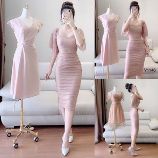 Bán sỉ váy body nhũ dúm cổ Vuông