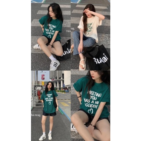[NEW] Áo Thun Tay Lỡ In Chữ MEETING Chất Cotton 2 Màu Xanh-Trắng Unisex( Hàng Sẵn, Ảnh Thật)