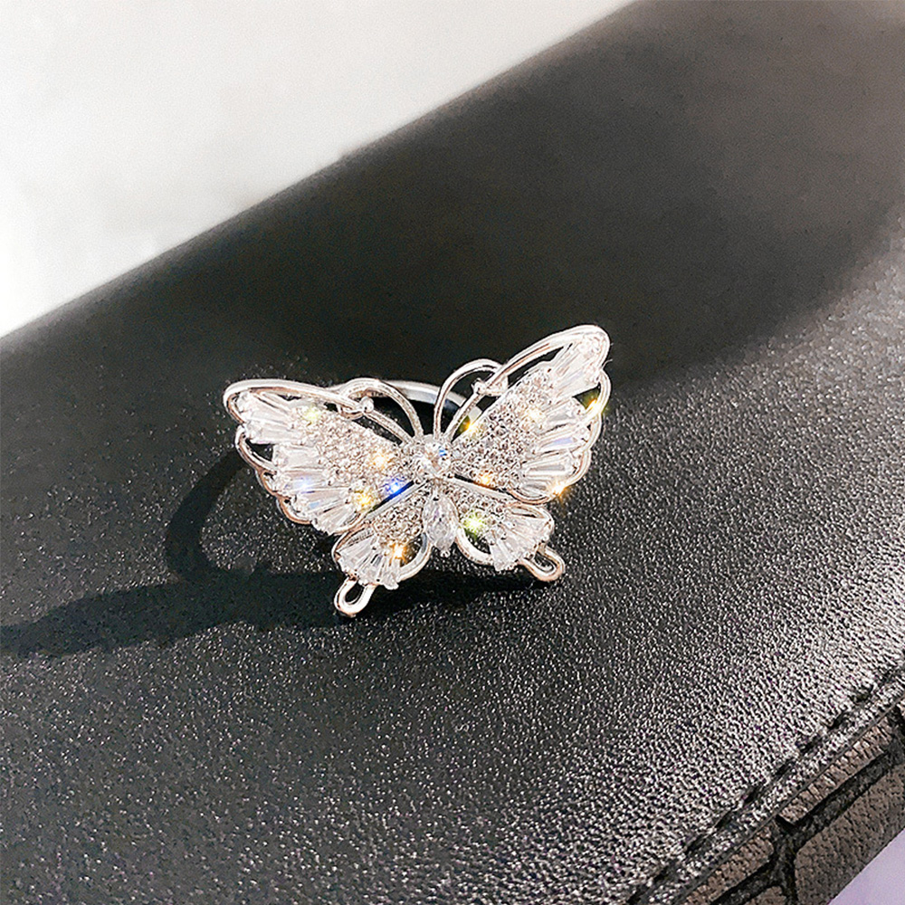 Nhẫn kim loại thời trang hình bướm đính đá xinh xắn cho nữ