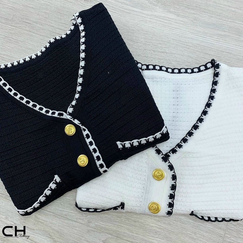 Áo croptop chất len, áo len mongtoghi mùa hè cài khuy đồng hàng Quảng Châu AL002