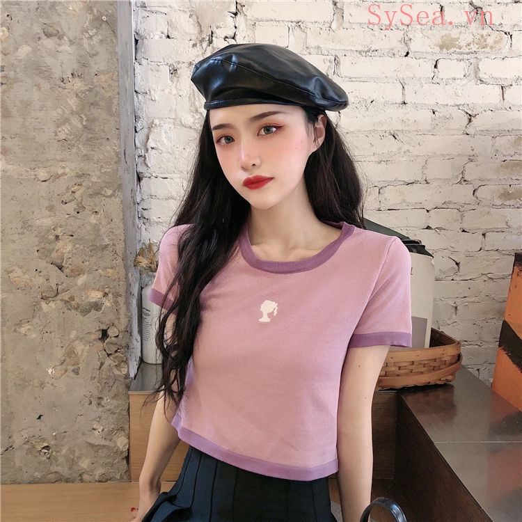 Áo Dệt Kim Nữ Tay Ngắn Phong Cách Hàn Quốc