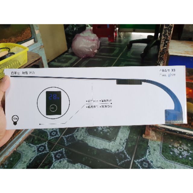 ĐÈN LED KẸP 1 BÊN HỒ CÁ TRẮNG XANH 15W CÓ ĐO NHIỆT ĐỘ DÀI 35W