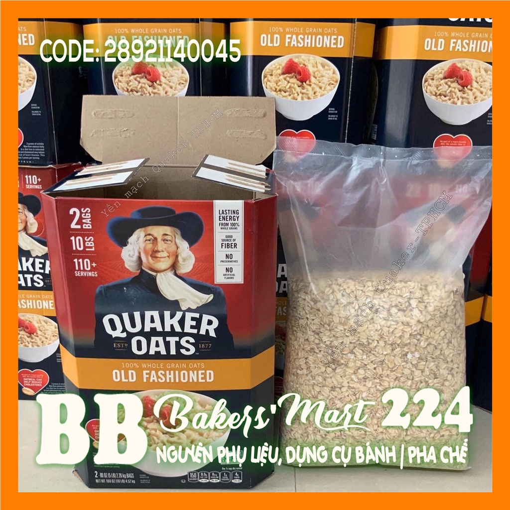 Yến mạch Ông Già QUAKER OATS loại NGUYÊN - Hộp CAM 4.5kg