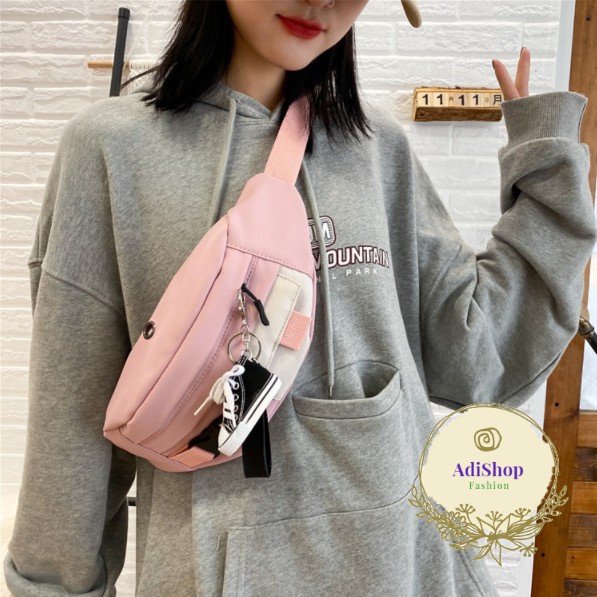 Túi bao tử KÈM MÓC KHÓA 🚕FREE SHIP🚕 ❤VIDEO THẬT❤ Túi đeo hông Hoa cúc (BB065)