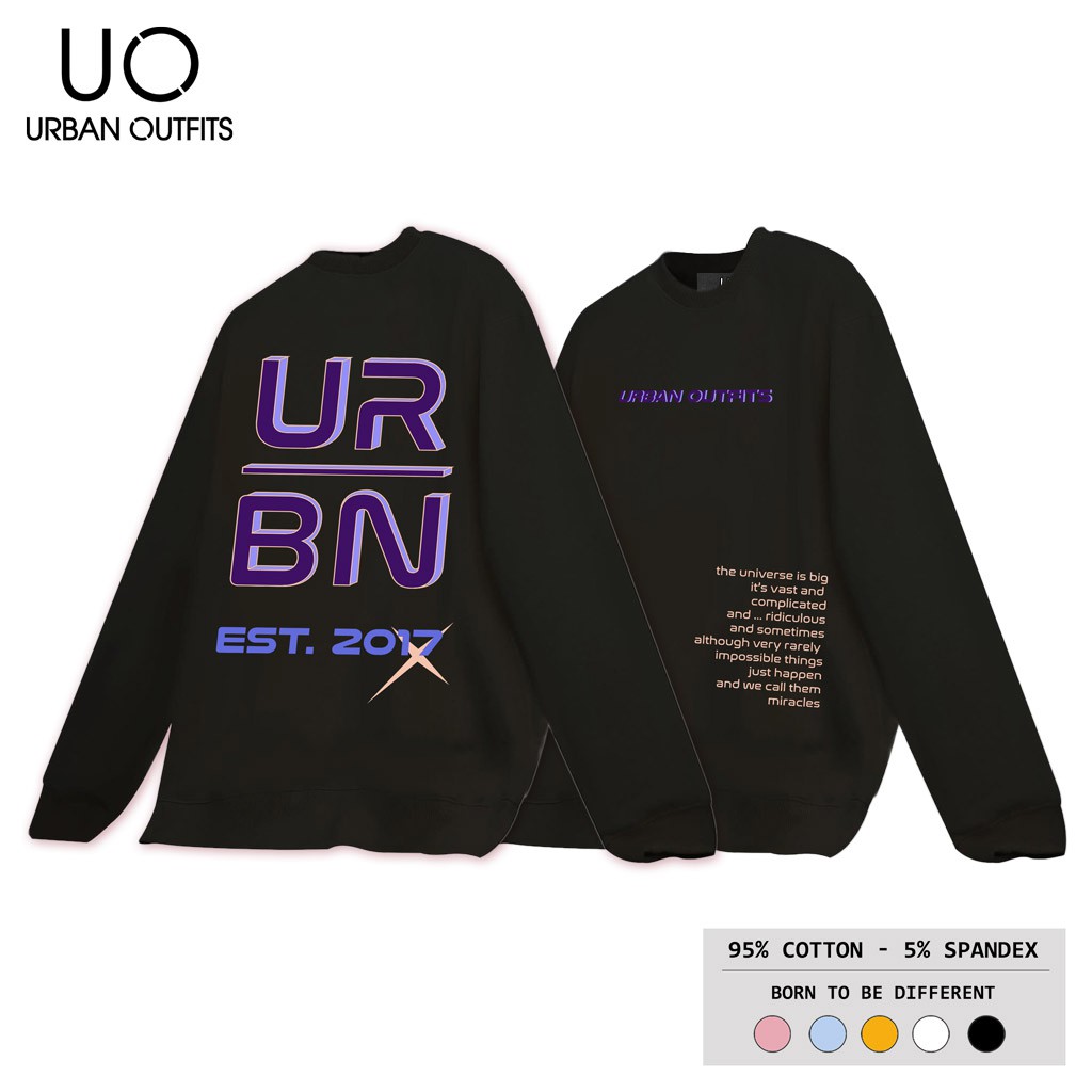 Áo Sweater Form Rộng Nam Nữ URBAN OUTFITS In URBN EST2017 SWO39 Thun Cotton Nỉ 4 Chiều Local Brand
