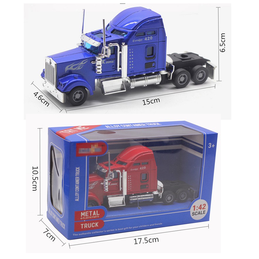 Container đầu kéo đồ chơi trẻ em mô hình tỉ lệ 1:42 xe bằng sắt có âm thanh và đèn