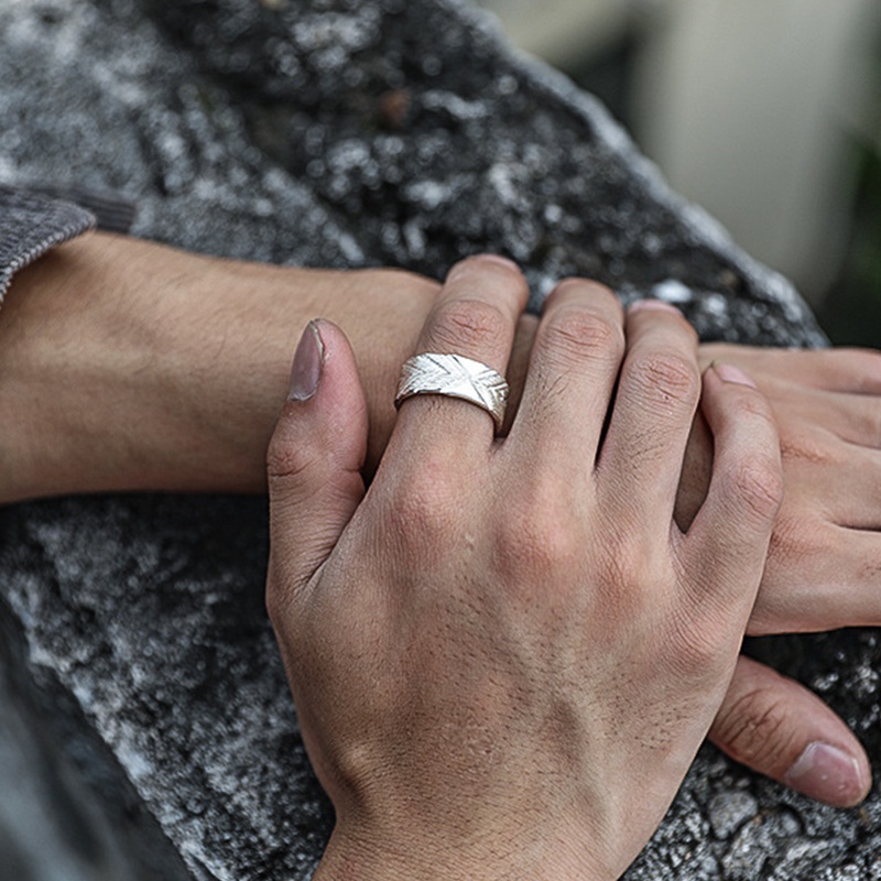 Nhẫn Khắc Nam nữ Hợp kim đồng mạ bạc Đơn giản Sáng tạo Nhẫn có thể điều chỉnh Bạc Thái Phong cách Lớn NH-192