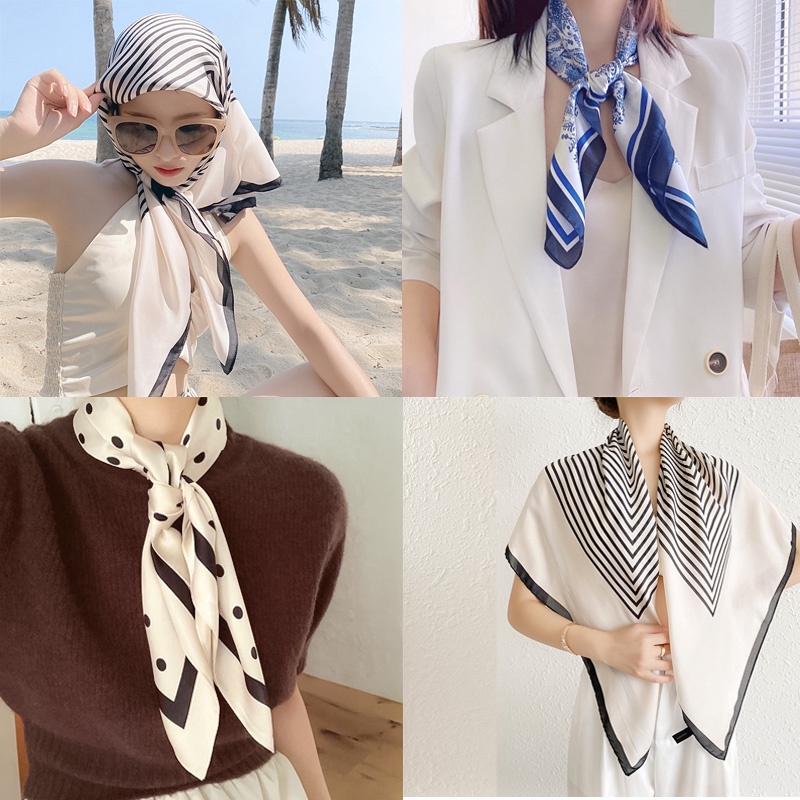Khăn Choàng Cổ Chống Nắng 90Cm Phong Cách Hàn Quốc Cho Nữ
