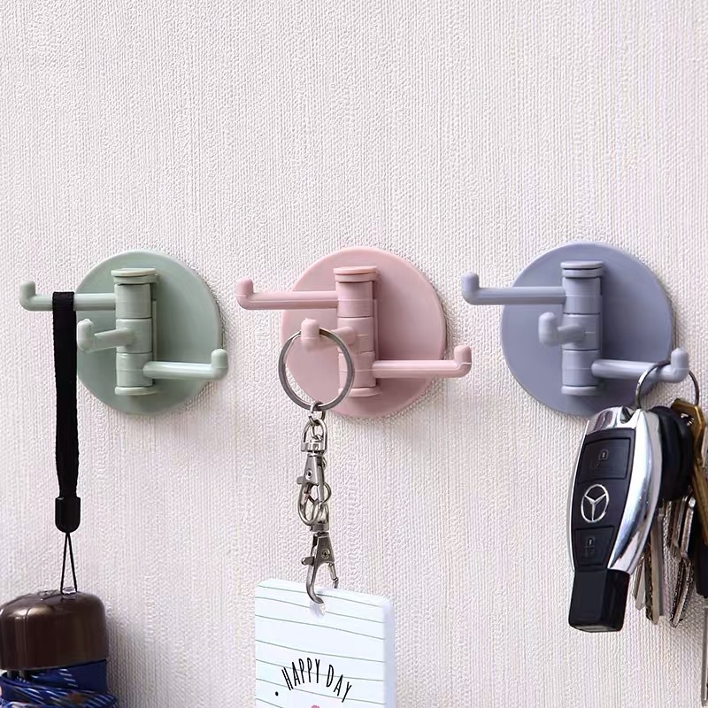 Móc Nhựa Dán Tường 3 Nhánh Kèm Miếng Dính Tường 3IN1 Tiện Lợi MÓC XOAY 180° TREO ĐỒ ĐA NĂNG
