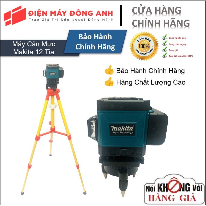 Máy Cân Mực MAKITA Laser tia xanh 3D quay 360độ -Tặng bộ từ hít treo tường