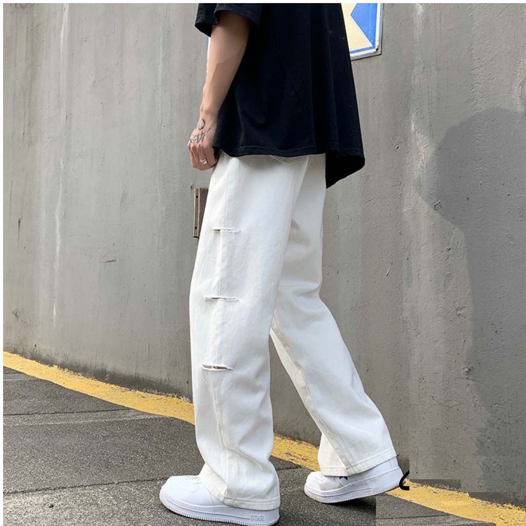 Quần kaki baggy nam ống rộng unisex cao cấp hai màu đen trắng QD23