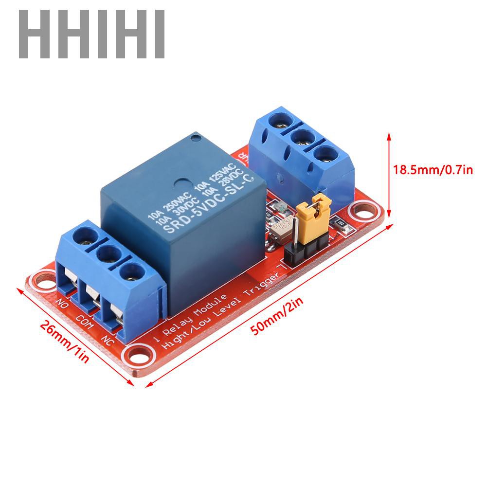 Hhihi 1 Channel Optocoupler Relay Module Board High & Low Trigger 5V/12V/24V 