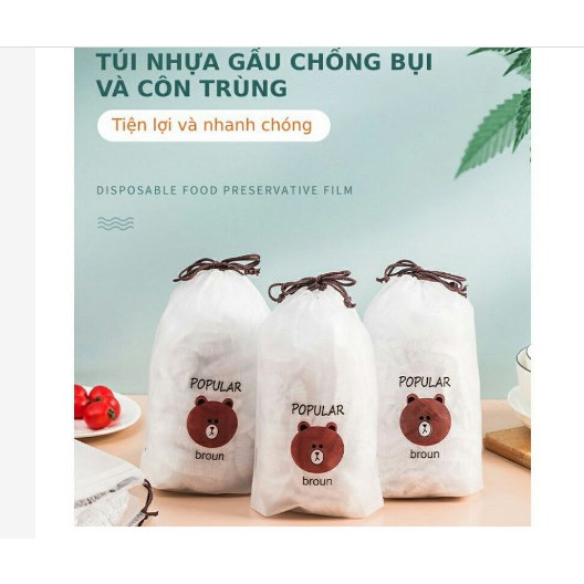 TÚI 100 MÀNG BỌC thực phẩm túi gấu có chun co giãn tái sử dụng