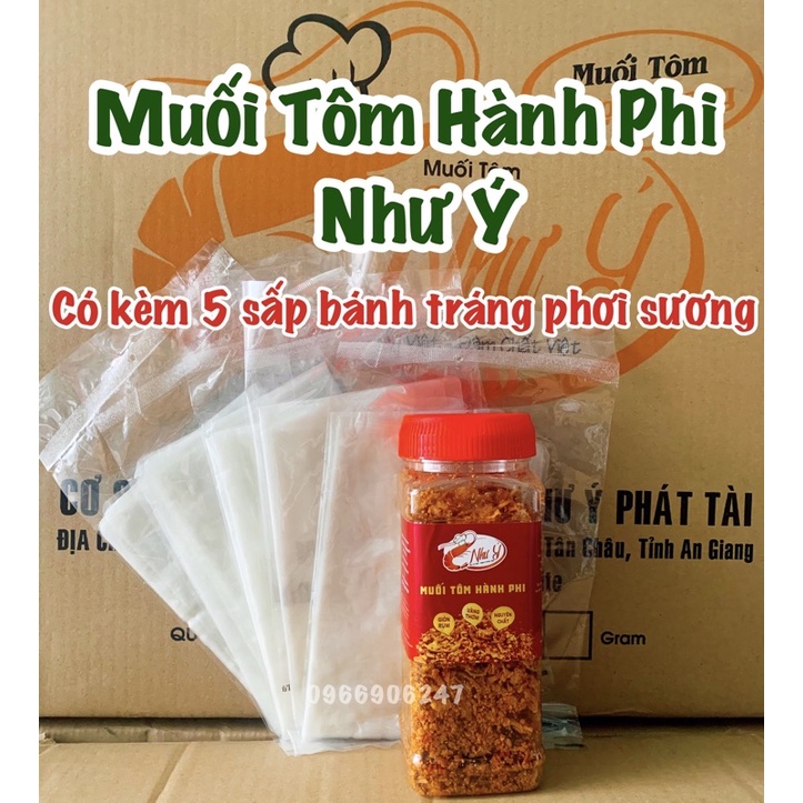 Muối tôm hành phi Như Ý 250gr và Bánh Tráng Phơi sương (5 sấp) siêu ngon - Muối tôm Như Ý