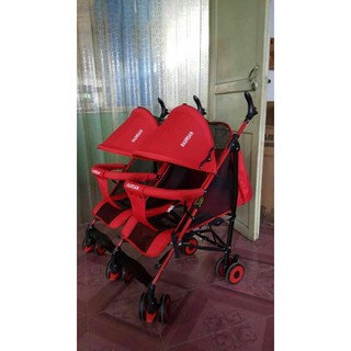 Xe đẩy đôi gấp gọn mẫu mới 2020 (mái che, phanh chân, giỏ đồ)