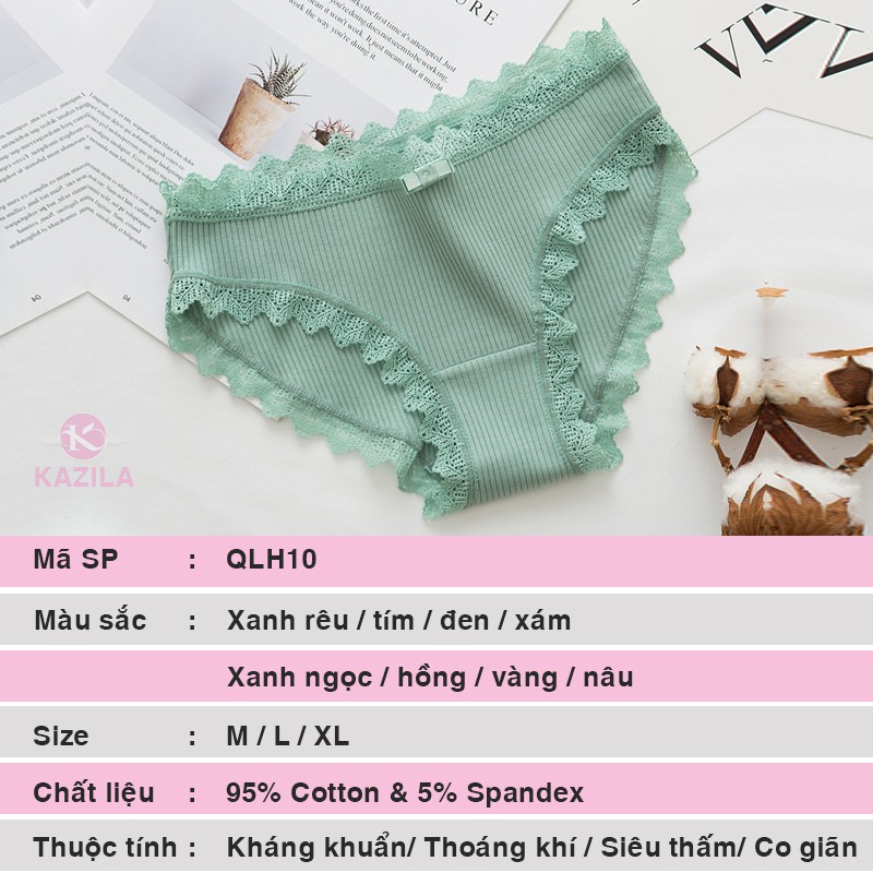 Quần lót ren nữ sexy sợi cotton thoáng khí, quần lót nữ dễ thương mềm mịn co giãn Kazila QLH10 | BigBuy360 - bigbuy360.vn