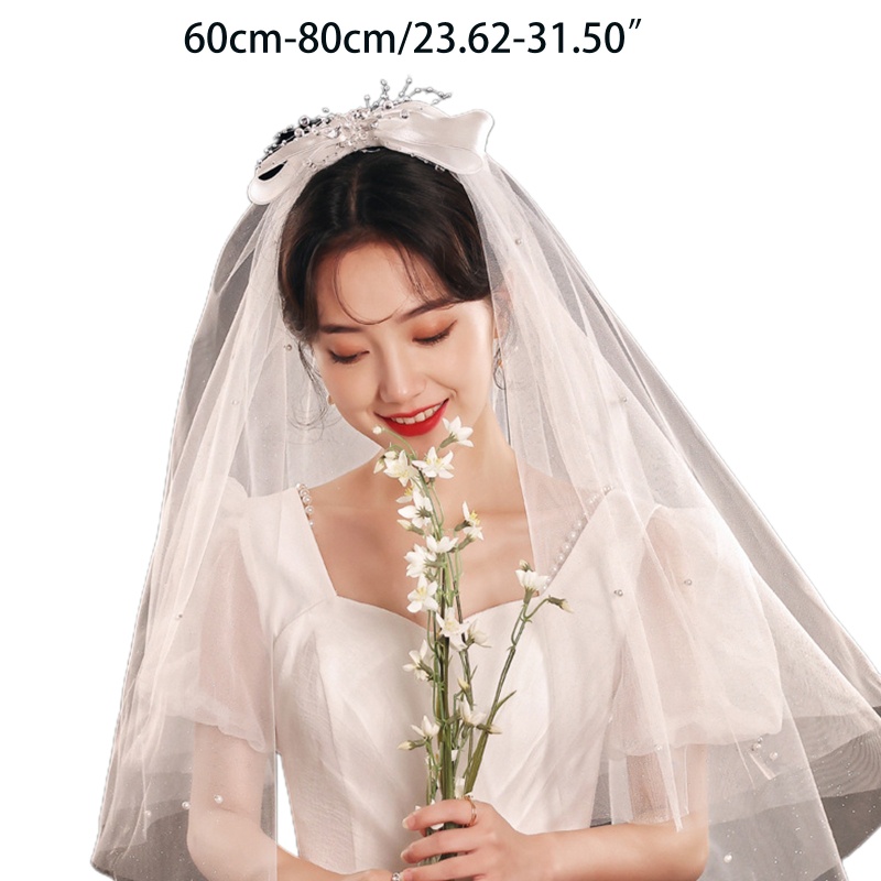 Mạng Che Mặt 2 Tầng Vải Tuyn Lấp Lánh Trang Trí Đám Cưới