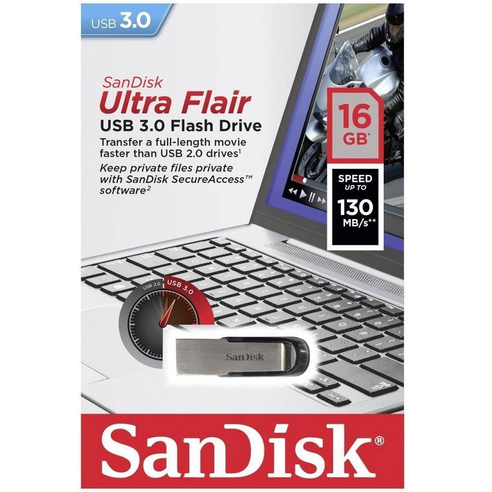 USB 3.0 SanDisk CZ73 Ultra Flair 16GB 130Mb/s (Bạc)