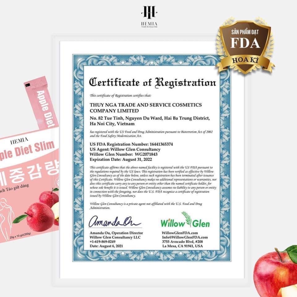 Thạch Táo Giảm Cân, Giữ Dáng Hemia Apple Diet Slim Hộp 10 Gói Hàn Quốc.