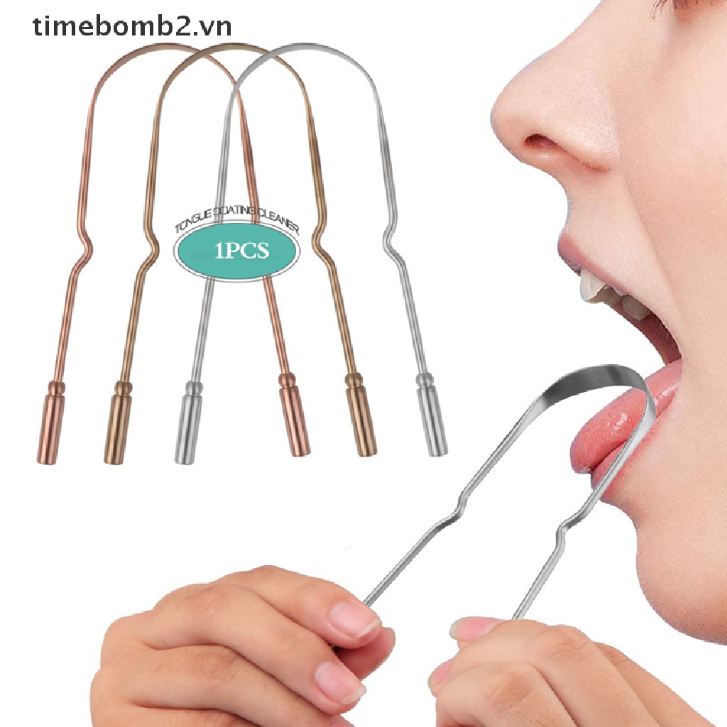 {Thời Trang Mới} Dụng Cụ Nạo Làm Sạch Lưỡi Bằng Thép Không Gỉ Vệ Sinh Răng Miệng