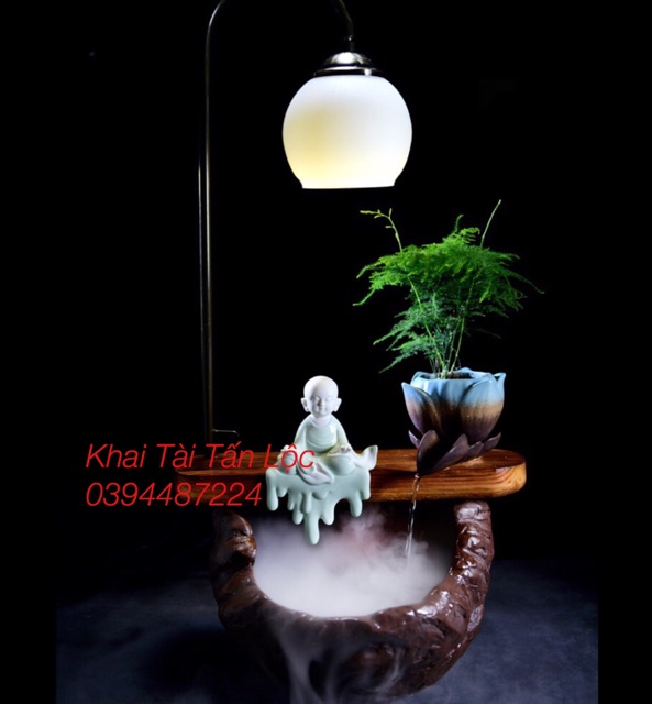 Tượng chú tiểu ngồi thiền bạch gốm nhiễu mẫu hiếm