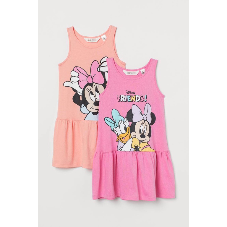 Váy Ba Lỗ, váy sát nách cho Bé Gái H.M' chất cotton xuất dư mềm mát,hình Mickey, Elsa, Pony bé 1-10 tuổi V242.Minkids