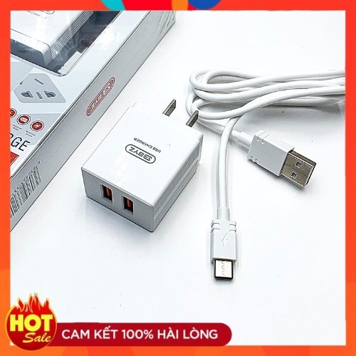 Bộ Sạc Nhanh 2 Cổng BYZ-U20 - 2.4A - Kèm Cáp Sạc Nhanh Chống Cháy Nổ - Chính Hãng