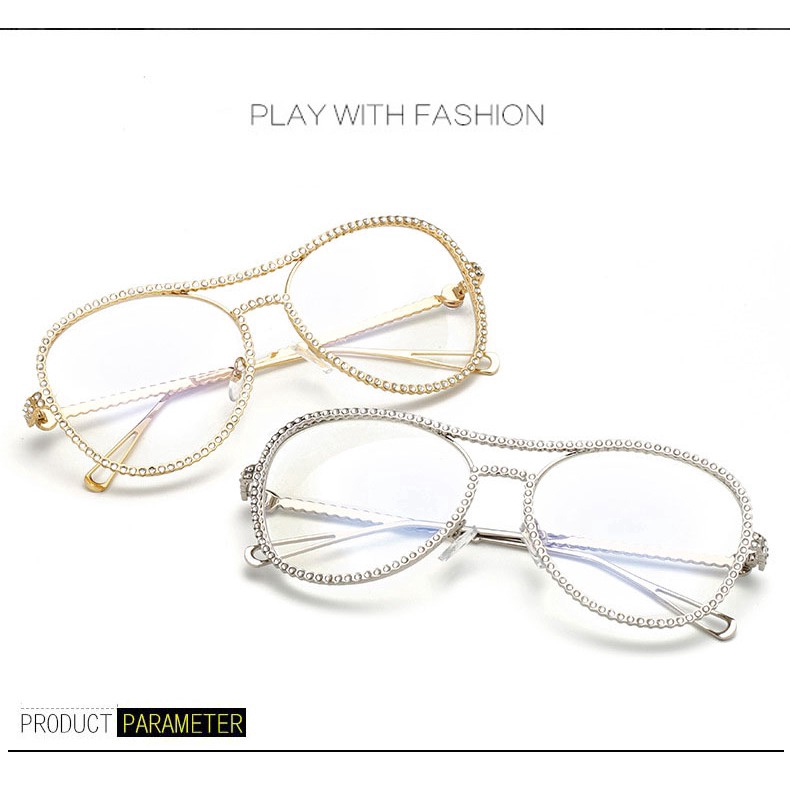 European and American trend glasses frame retro toad mirror diamond ladies flat mirror