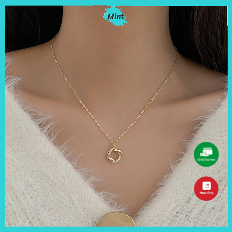 Dây Chuyền Nữ ❤️FREESHIP❤️ Vòng Cổ Xoắn Lồng Nhau Đính Đá Sang Chảnh Phong Cách Hàn Quốc