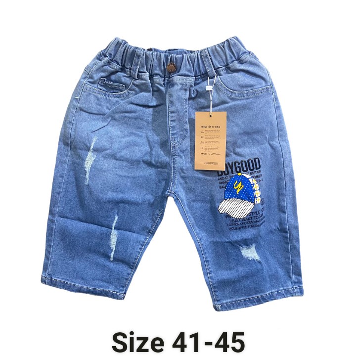 ( 18-55kg ) Quần  short jean bé trai vải mềm co giãn tốt size đại, đại cồ