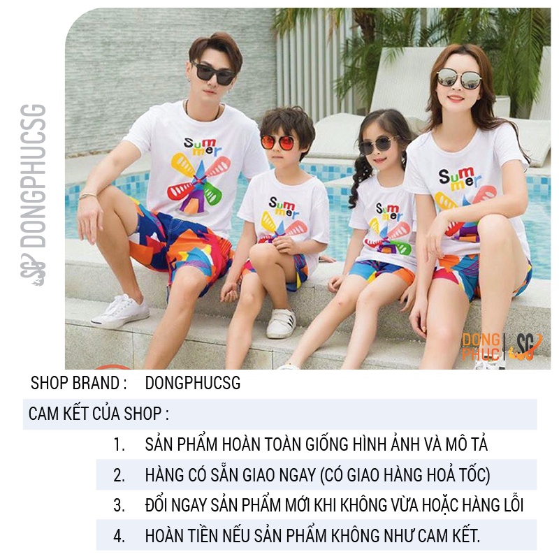 Bộ đồ gia đình đi biển SUMMER nguyên set áo và quần đi biển cặp đôi hội nhóm nổi bật DDB74 DONGPHUCSG