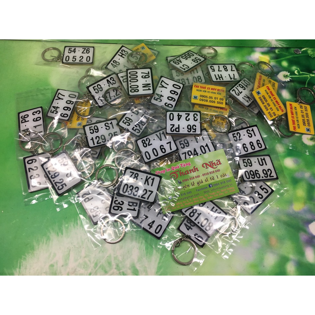 Móc khóa biển số xe có chữ viet nam ( in biển số xe, số điện thoại ) theo yêu cầu - mica tong cao cấp