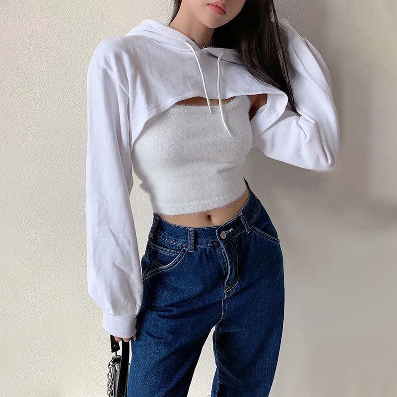 Áo hai dây ngắn màu trơn thiết kế đơn giản thời trang cho nữ